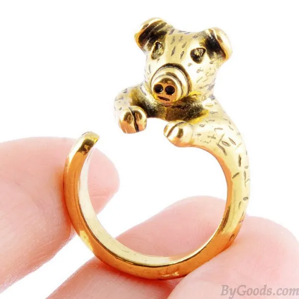 Animals Ring Lovely Piggy Golden Opening Ring
