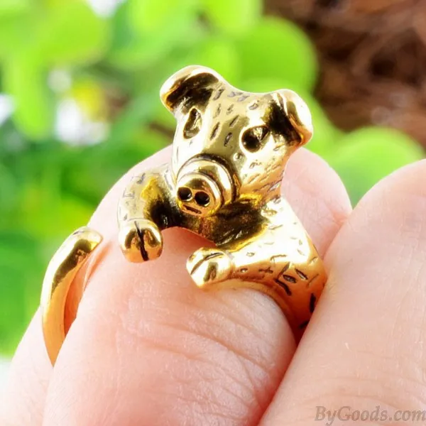 Animals Ring Lovely Piggy Golden Opening Ring