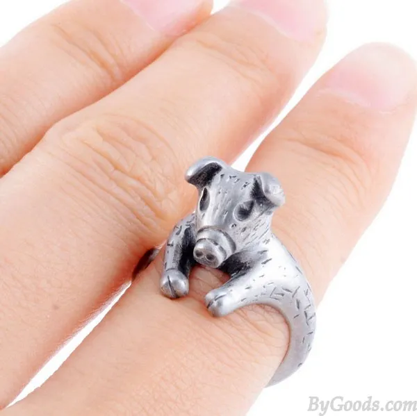 Animals Ring Lovely Piggy Golden Opening Ring