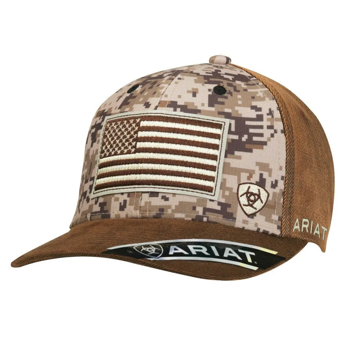 ARIAT MEN'S DIGITAL CAMO BROWN SNAPBACK PATCH BALL CAP