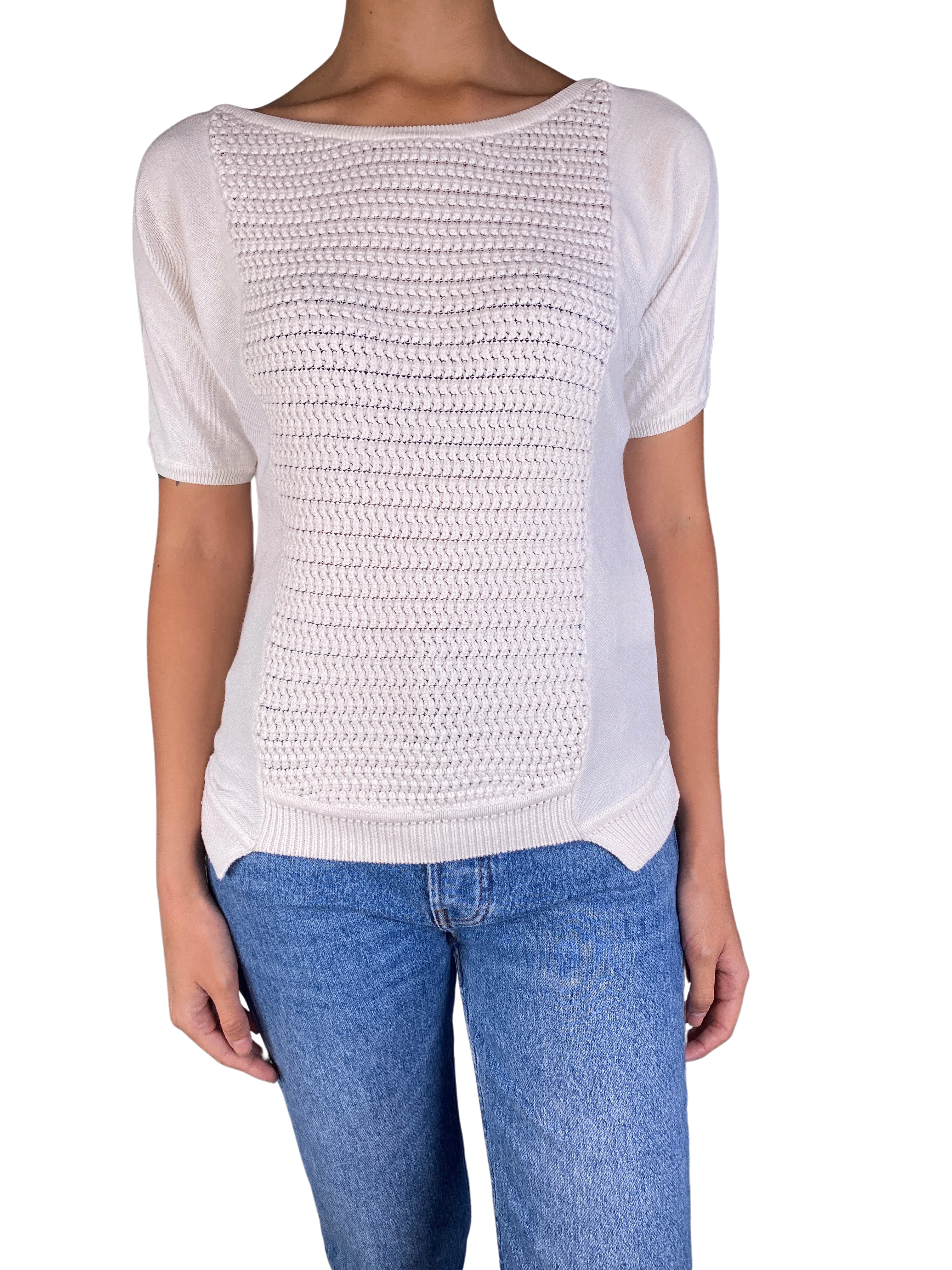 ARMANI EXCHANGE Polera Tejida Blanca