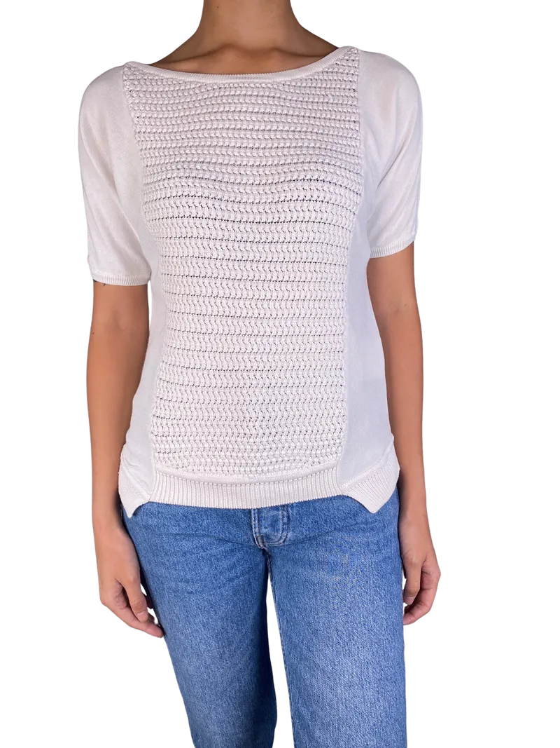 ARMANI EXCHANGE Polera Tejida Blanca