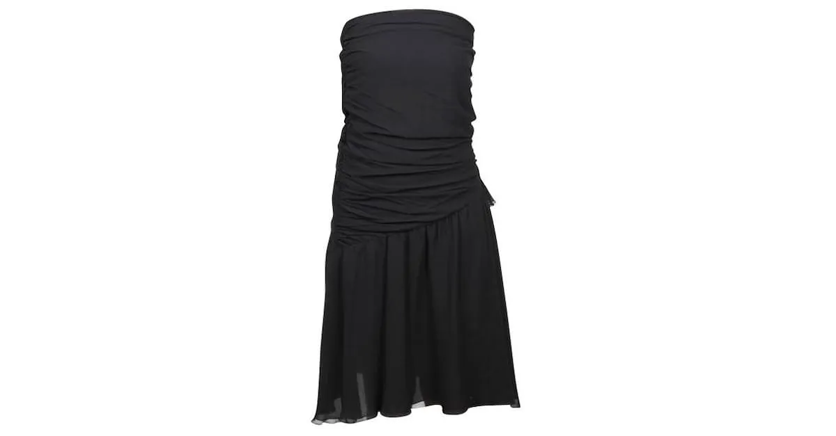 Autre Marque DISEÑADOR CONTEMPORÁNEO Vestido negro con corpiño drapeado 