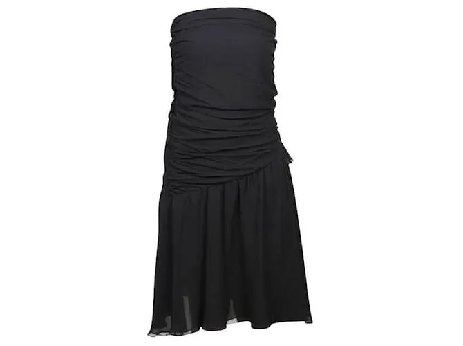 Autre Marque DISEÑADOR CONTEMPORÁNEO Vestido negro con corpiño drapeado 