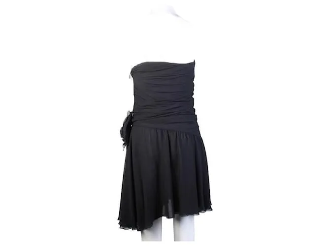 Autre Marque DISEÑADOR CONTEMPORÁNEO Vestido negro con corpiño drapeado 