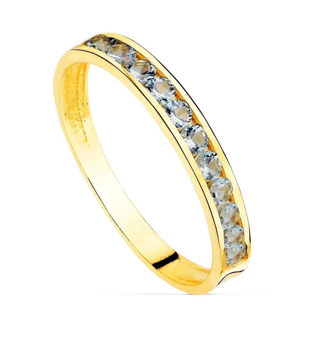 BAGUE OR 18K ROMUNA RAIL AIGUEMARINE