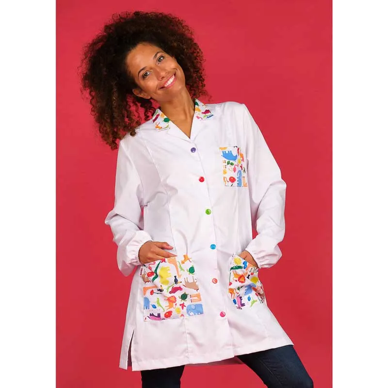 BATA LABORATORIO BLANCA CON ESTAMPADO JUNGLA  OUTLET