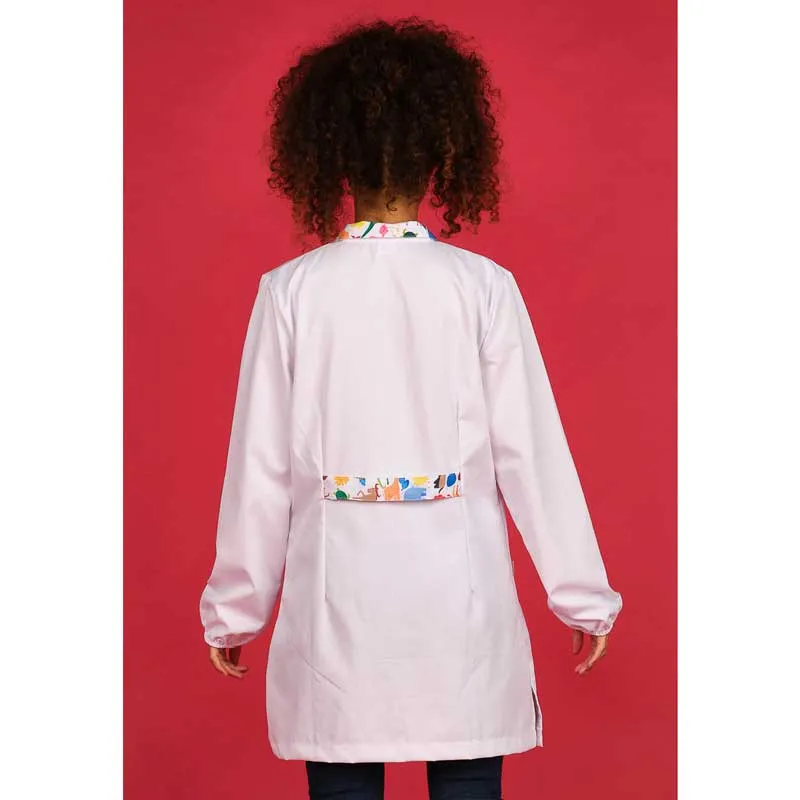 BATA LABORATORIO BLANCA CON ESTAMPADO JUNGLA  OUTLET