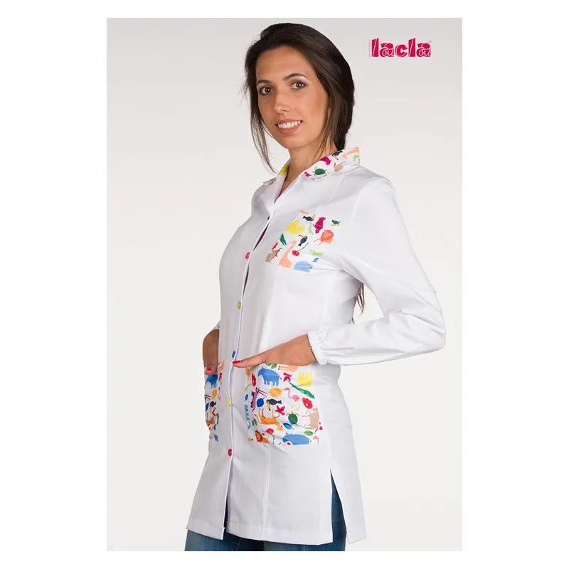 BATA LABORATORIO BLANCA CON ESTAMPADO JUNGLA  OUTLET