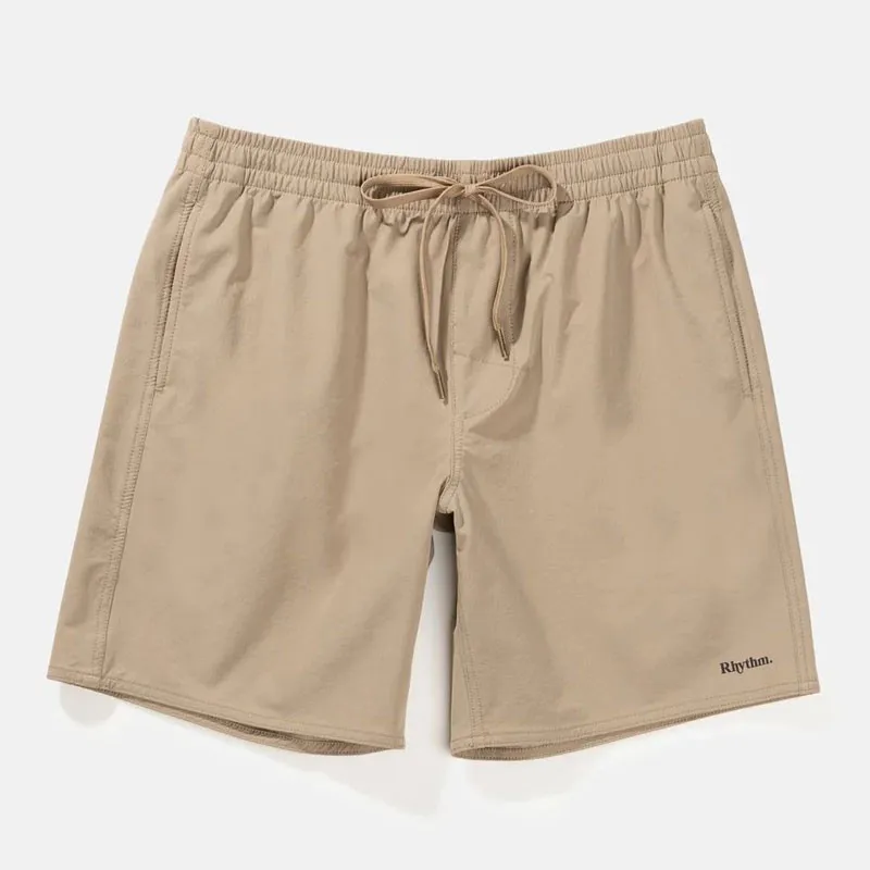 Bermuda Rhythm: Textured Stretch Beach Short (Sand)