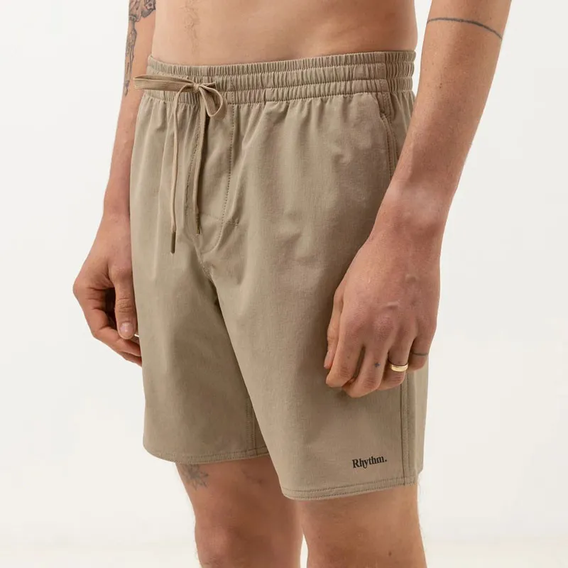 Bermuda Rhythm: Textured Stretch Beach Short (Sand)