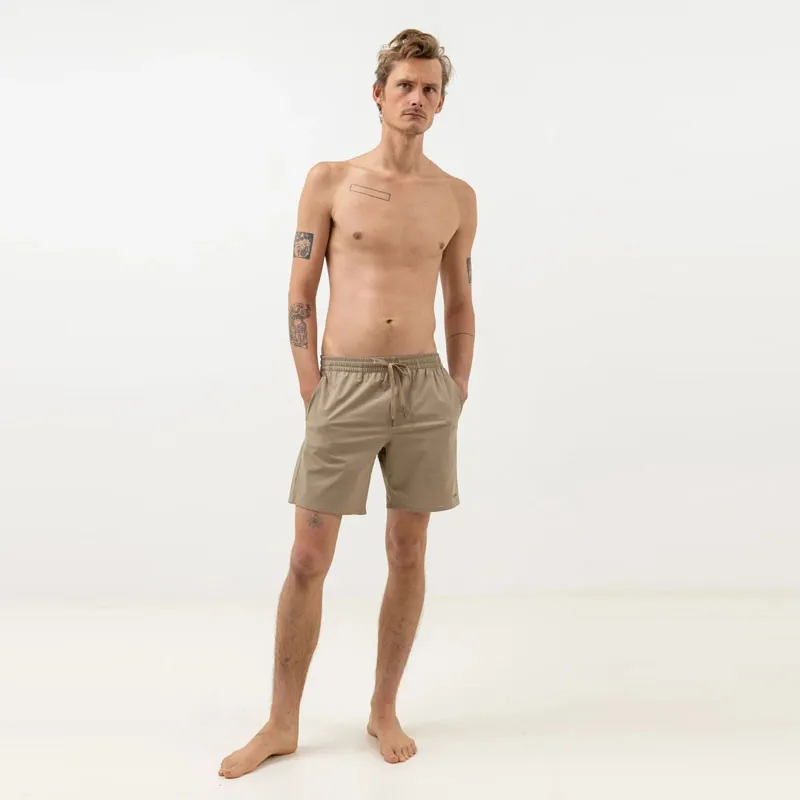 Bermuda Rhythm: Textured Stretch Beach Short (Sand)