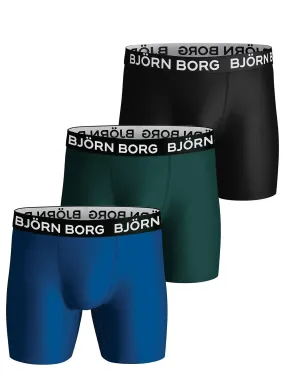 BJöRN BORG 3 PACK PERFORMANCE BOXER  BLACK / GREEN / NAVY BLUE