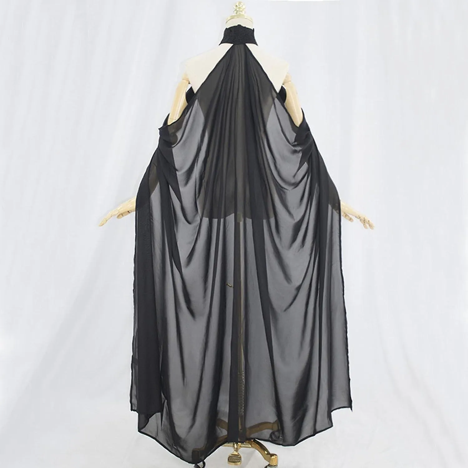 Black Chiffon Halloween Cloak, 56 Inches Long, Hoodless, Versatile and Durable
