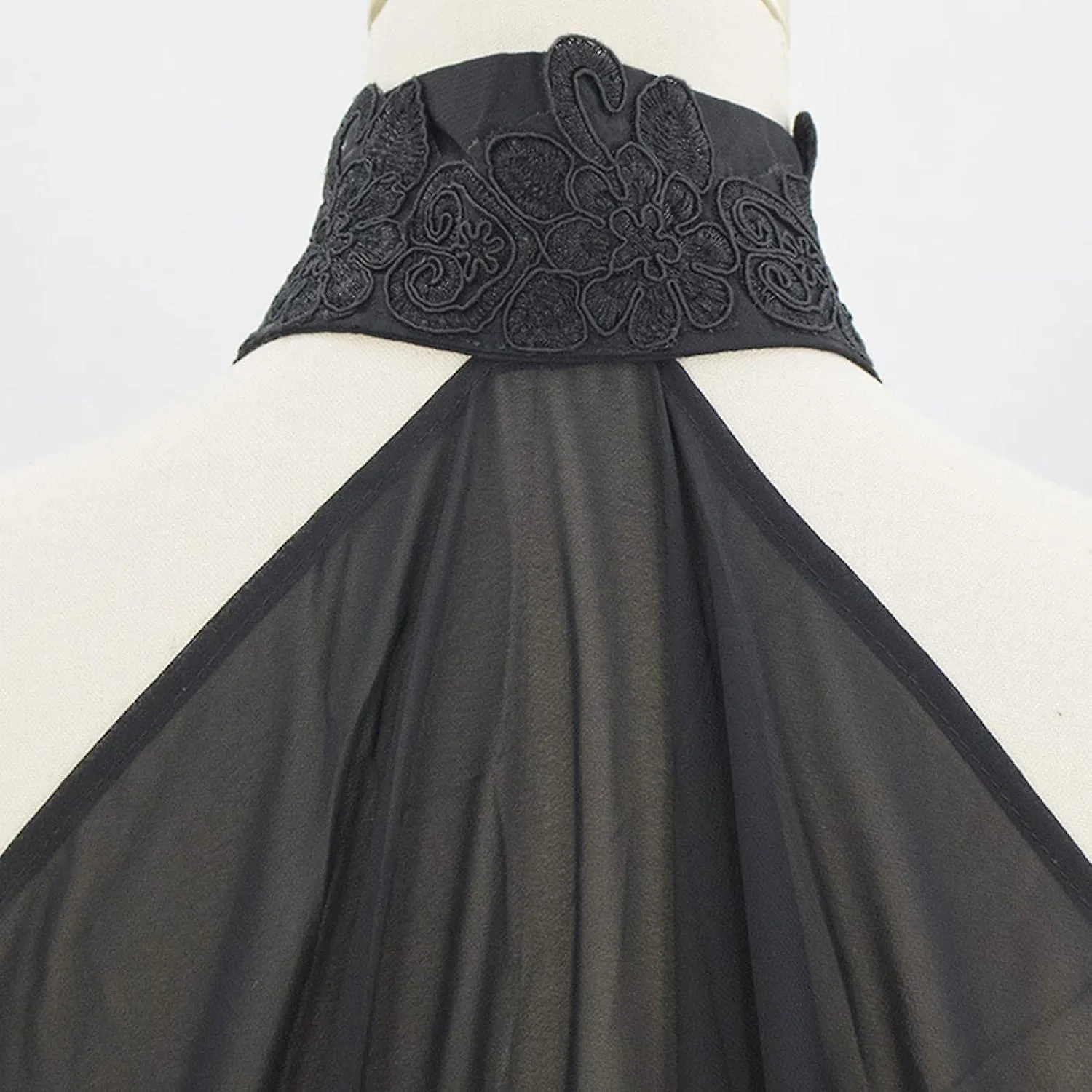 Black Chiffon Halloween Cloak, 56 Inches Long, Hoodless, Versatile and Durable