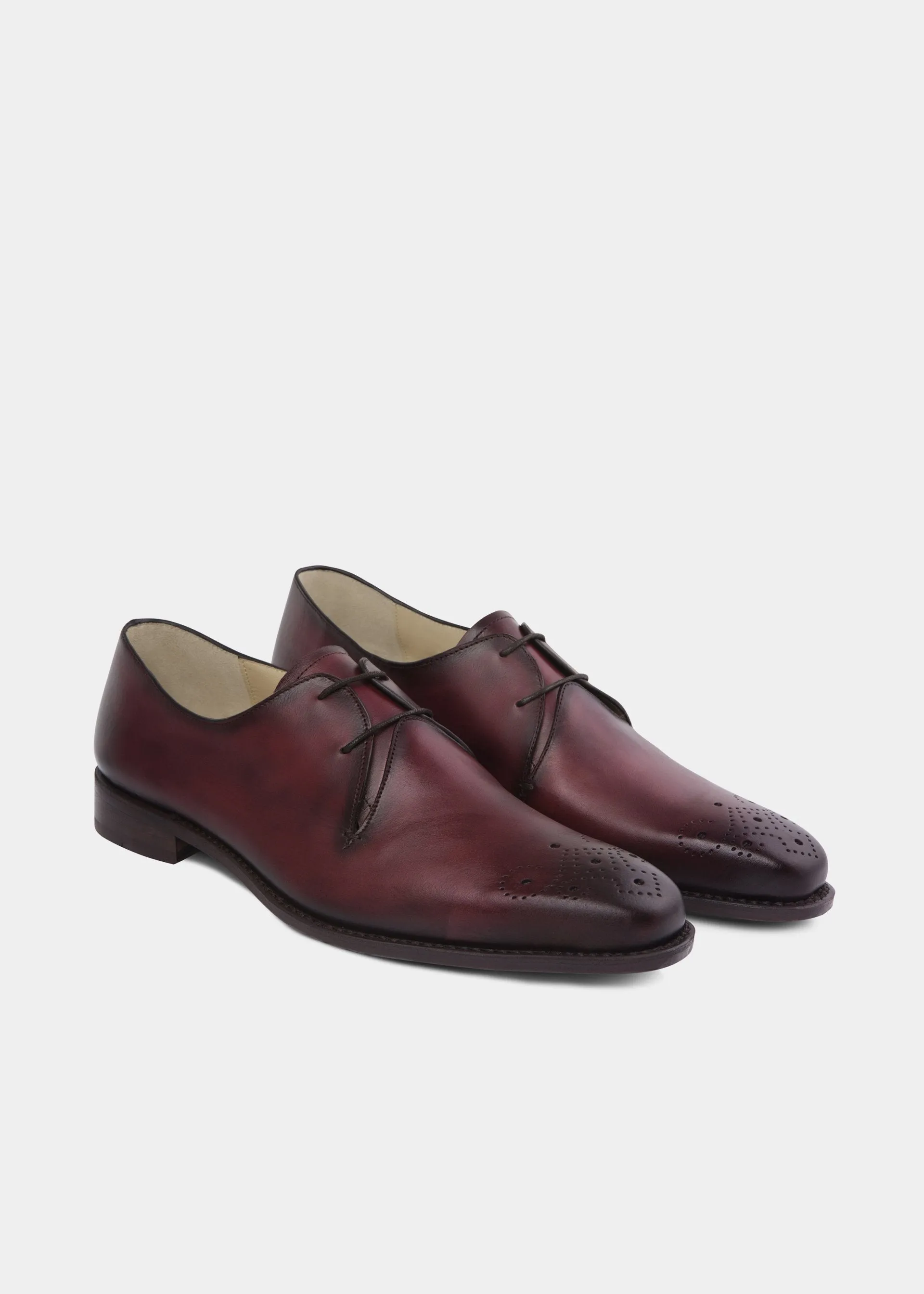 BLUCHER PLAIN TOE  PATINA BURDEOS