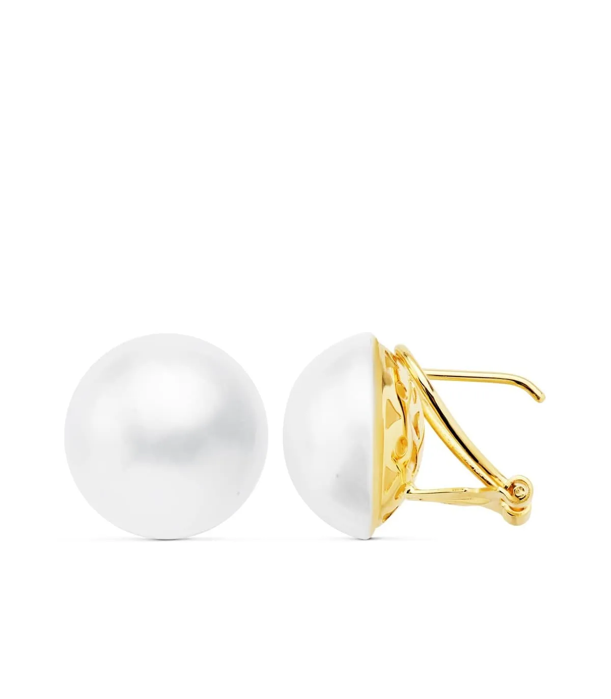 Boucles d'oreilles Kumi Perle du Japon Mabe Or Jaune 18 K 15 MM