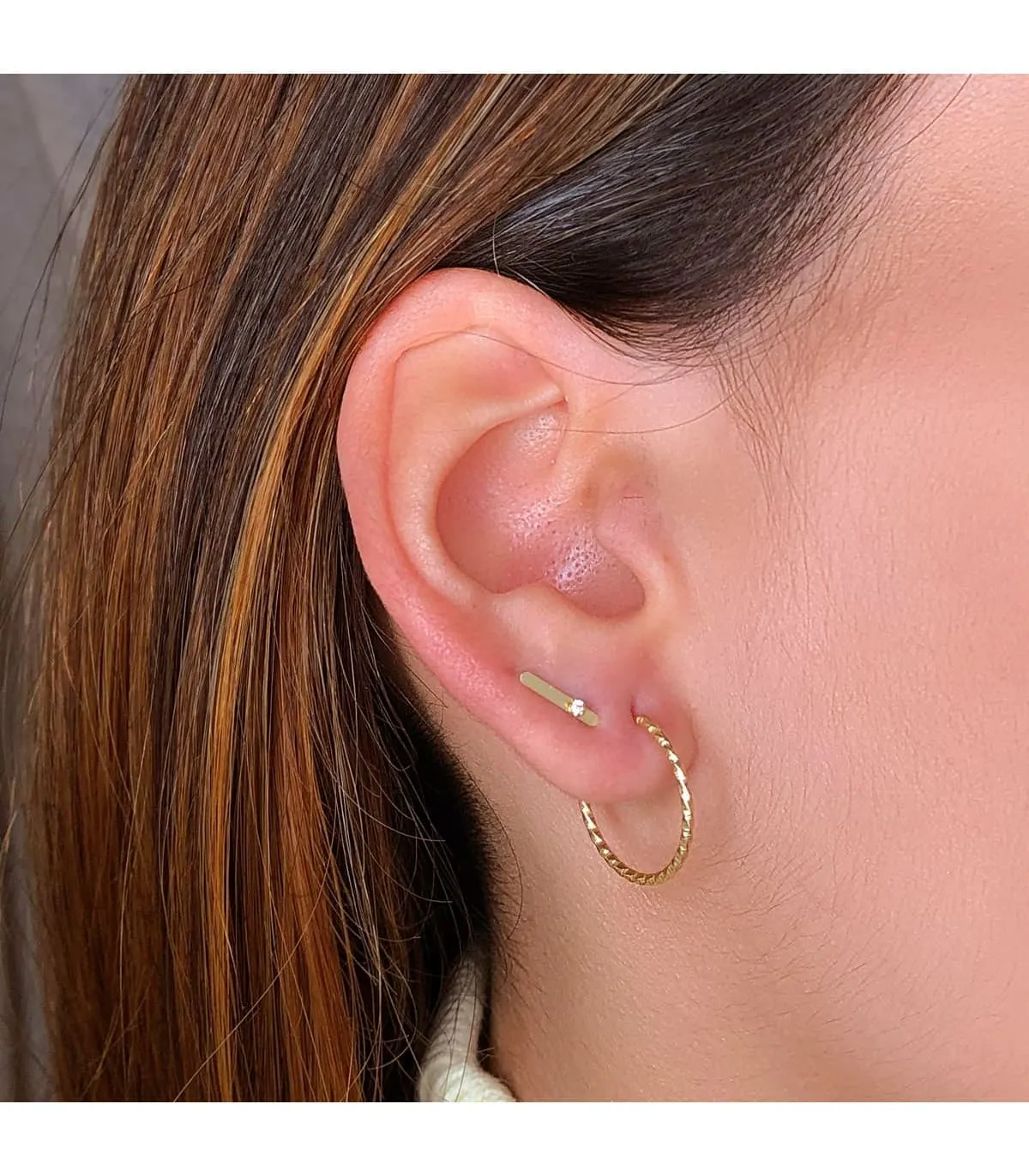 Boucles d'oreilles Petit Barre Or 18K
