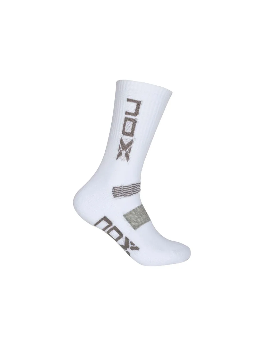 Calcetines de pádel Nox Media Caña Tecnicos Hombre Blancos Logo Vertical Gris