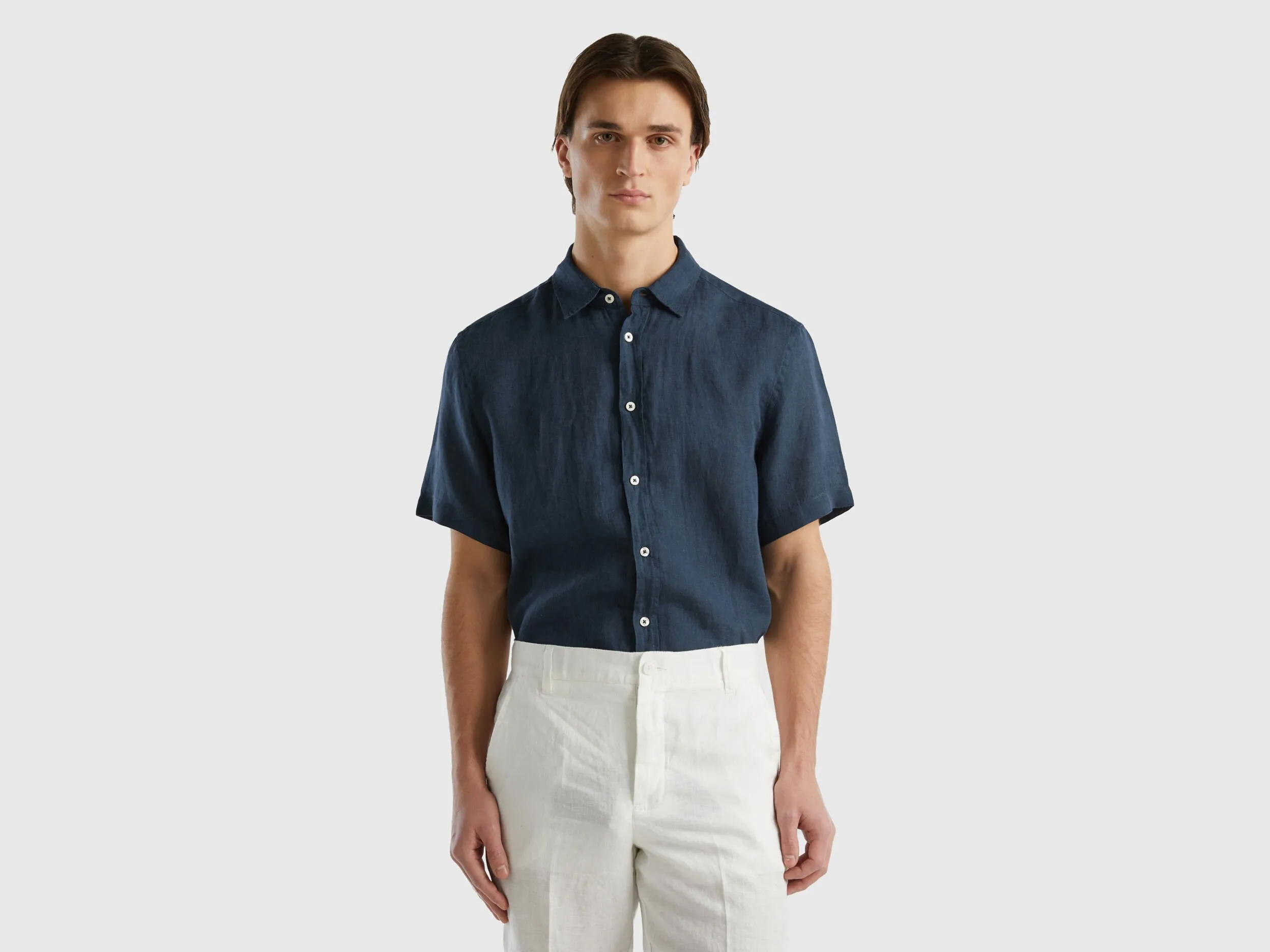 Camisa de manga corta de puro lino