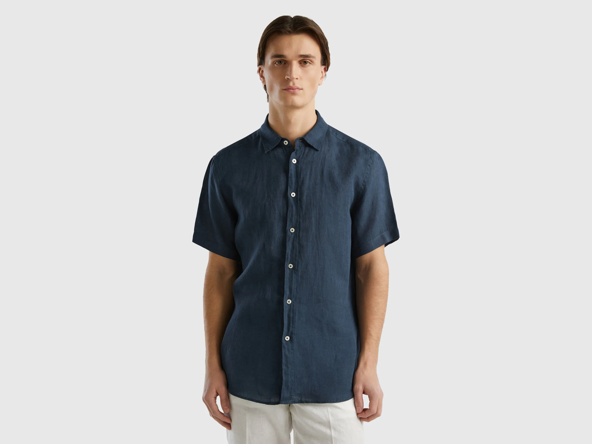 Camisa de manga corta de puro lino