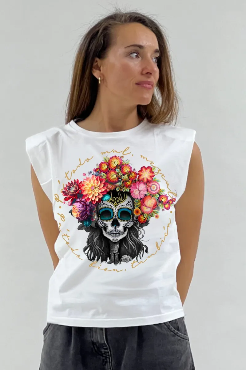 Camiseta de mujer CATRINA blanca