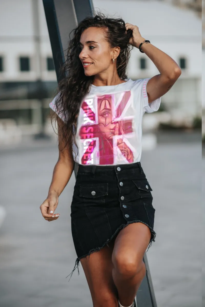 Camiseta de mujer PINK blanca