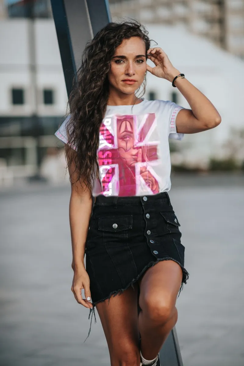 Camiseta de mujer PINK blanca