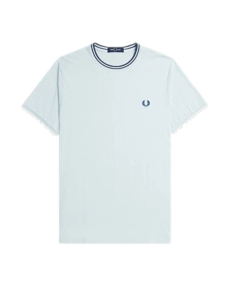 Camiseta fred perry celeste contrast ribeted neck v08 tee