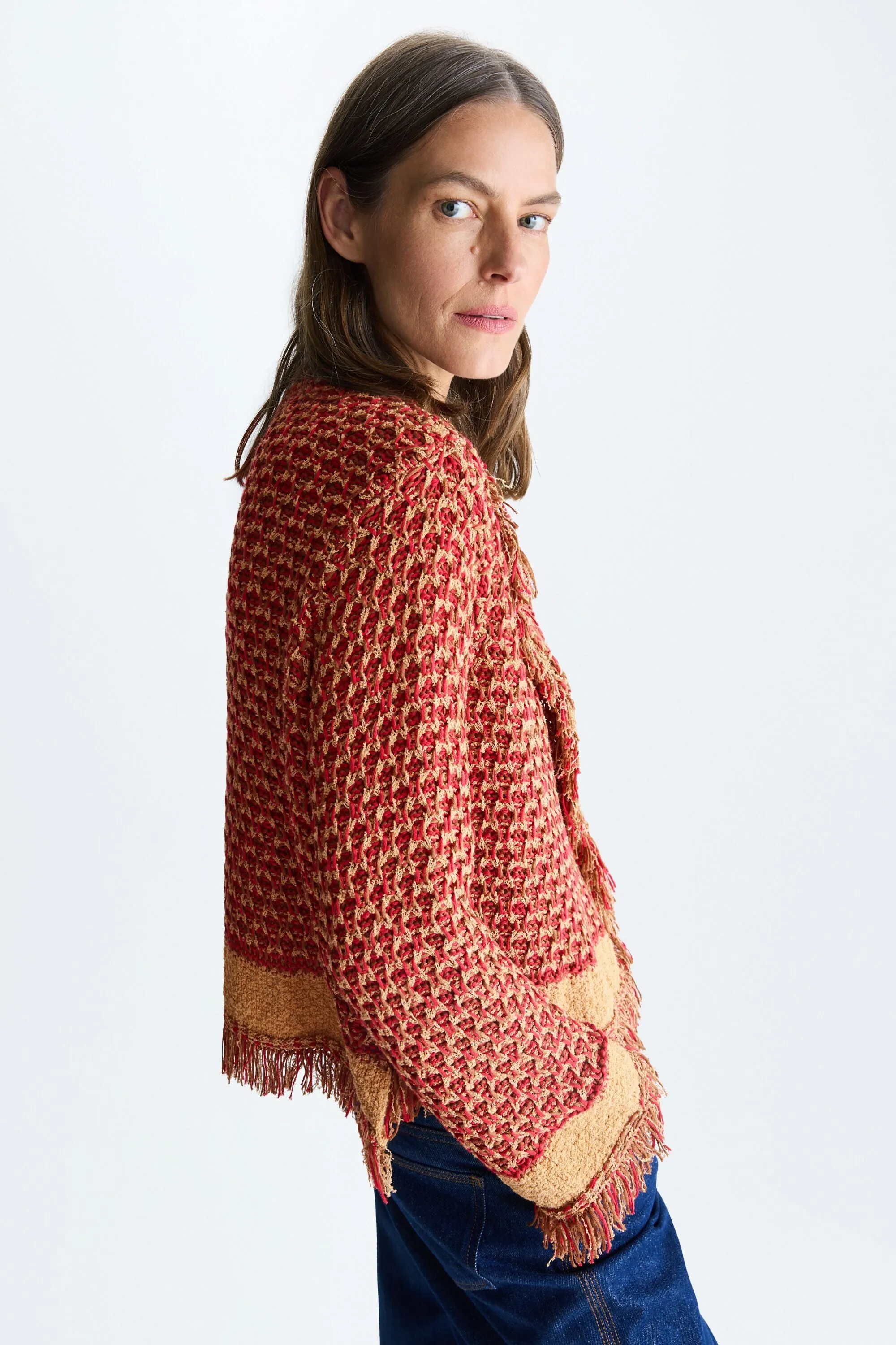 Chaqueta corta trama cinta boucle