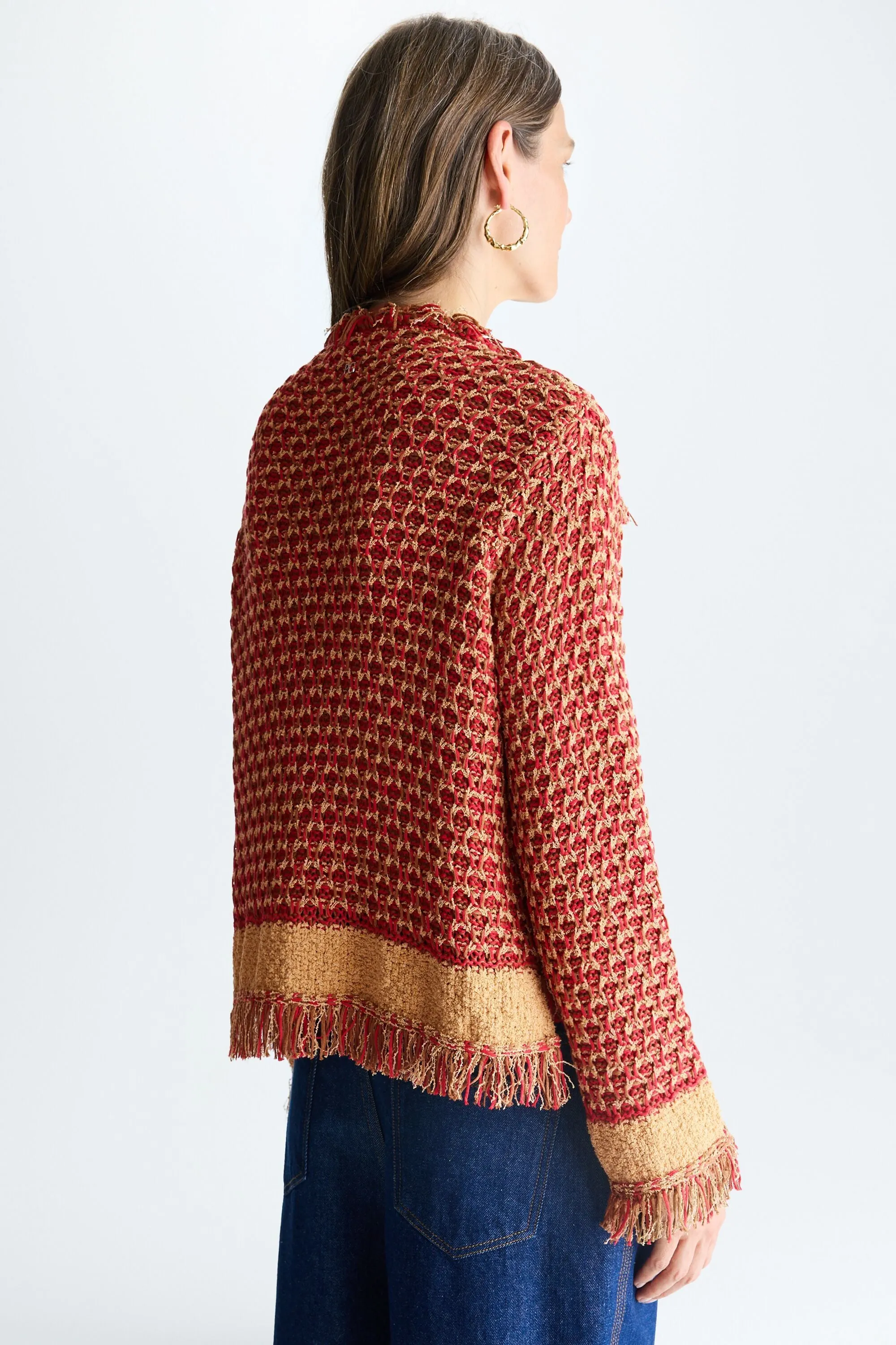 Chaqueta corta trama cinta boucle