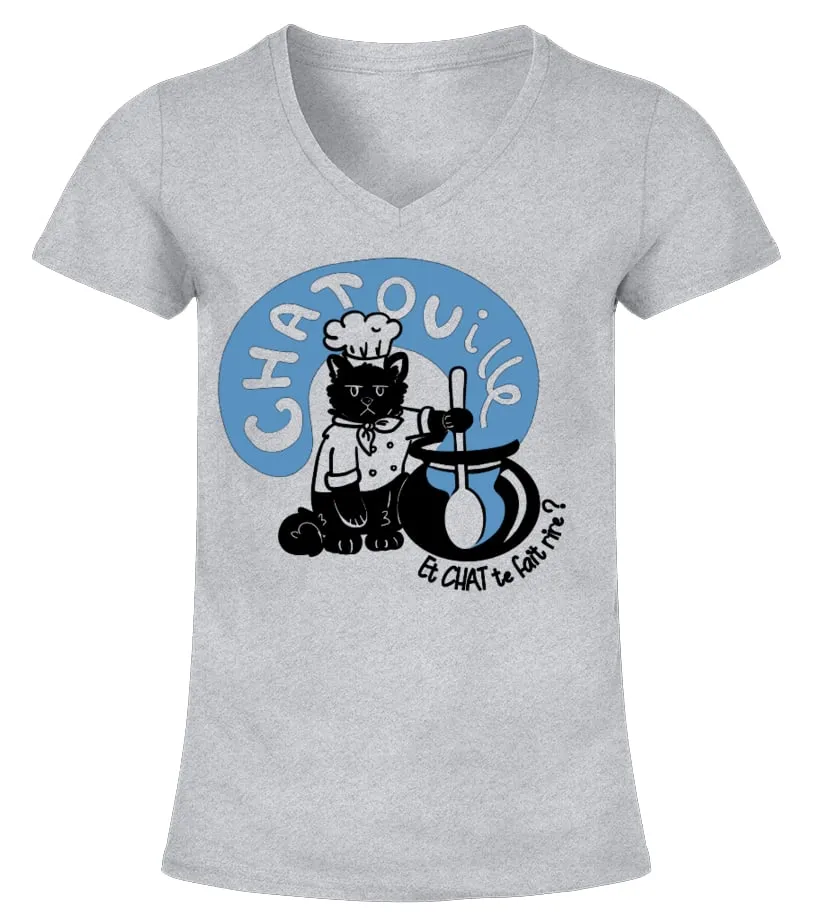 CHAT...TOUILLE !DESIGN EXCLUSIF CAMISETA CUELLO PICO MUJER