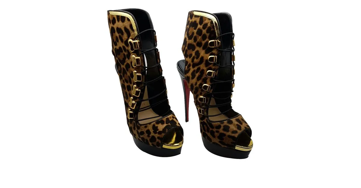 Christian Louboutin Pony troubida 150 Jaguar Estampado de leopardo 