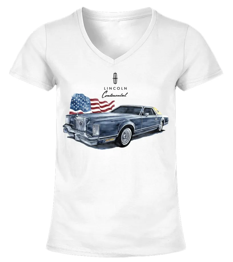 CLSCR014WT.LINCOLN CONTINENTAL (2) CAMISETA CUELLO PICO MUJER
