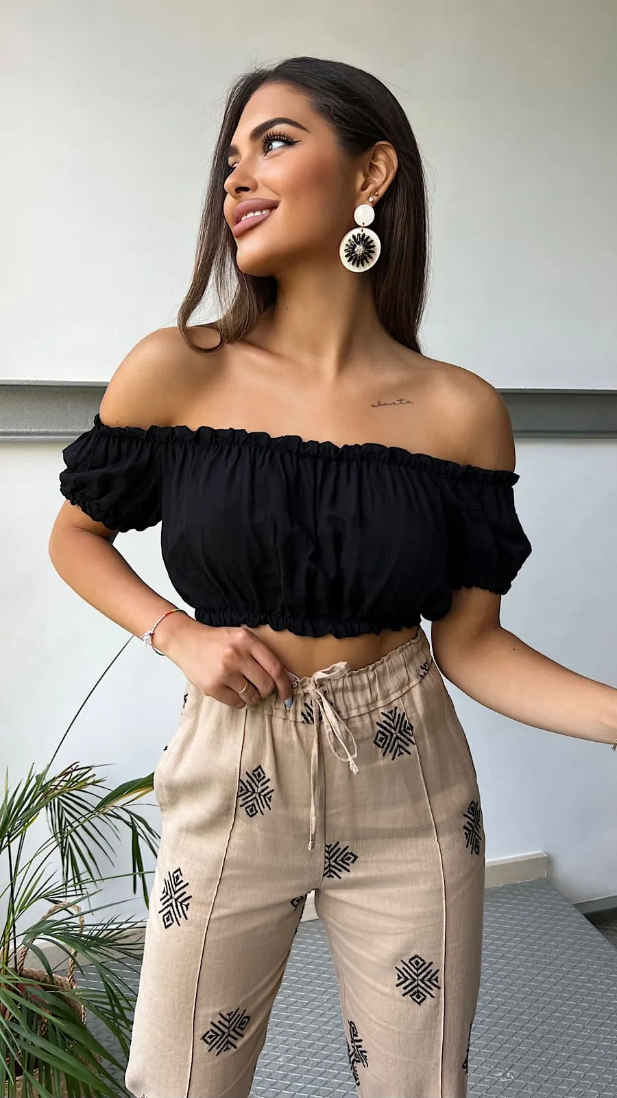 Crop Top Mexican Negro