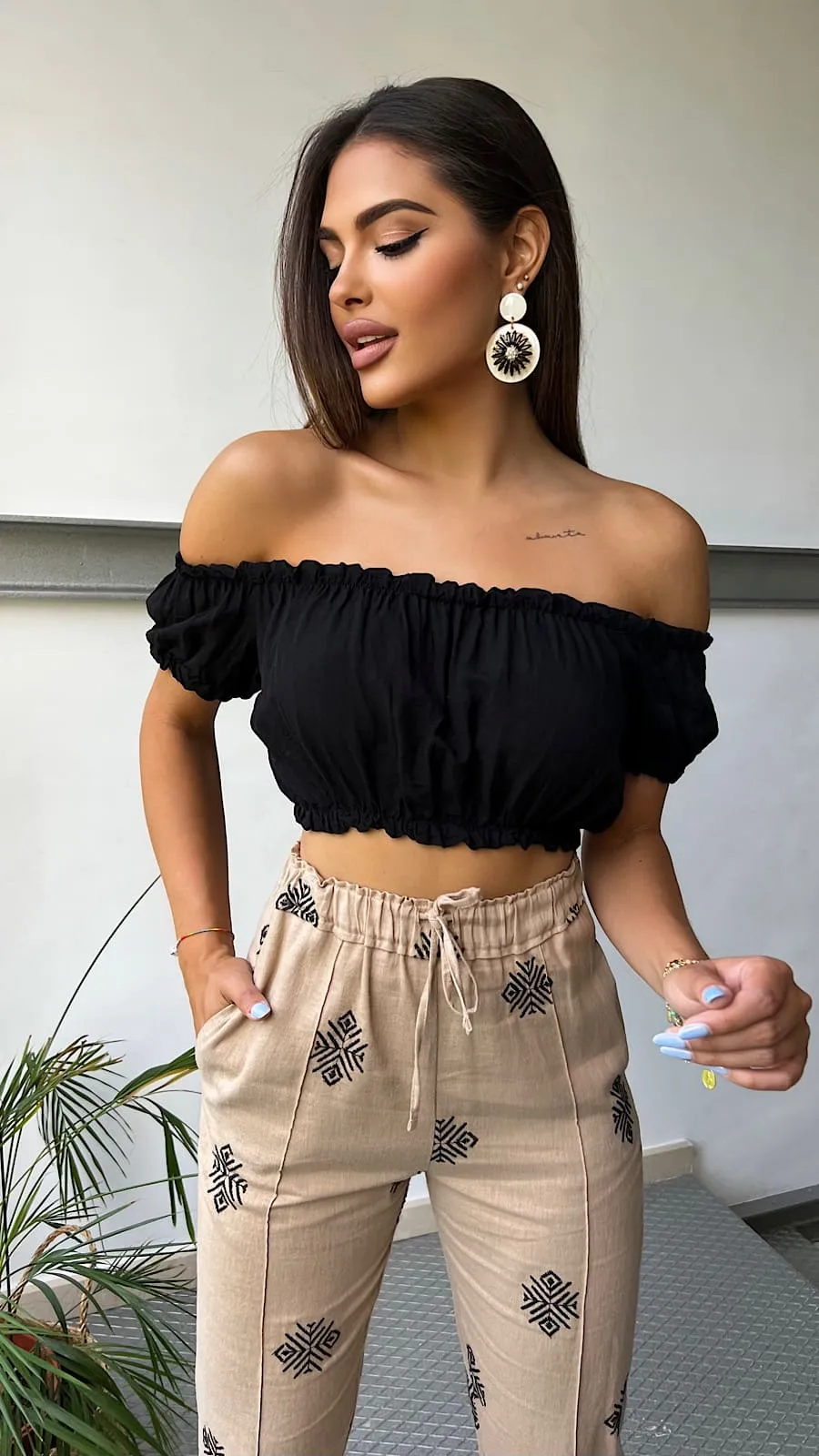 Crop Top Mexican Negro
