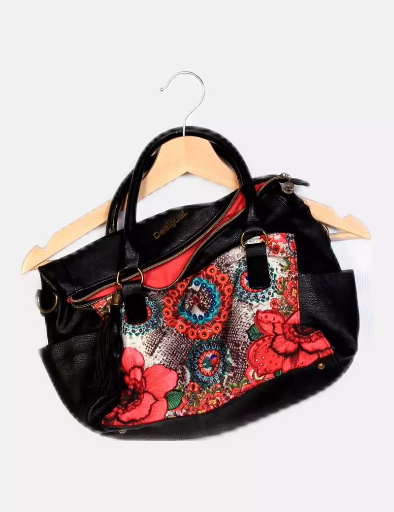 Desigual Bolso bowling negro estampado