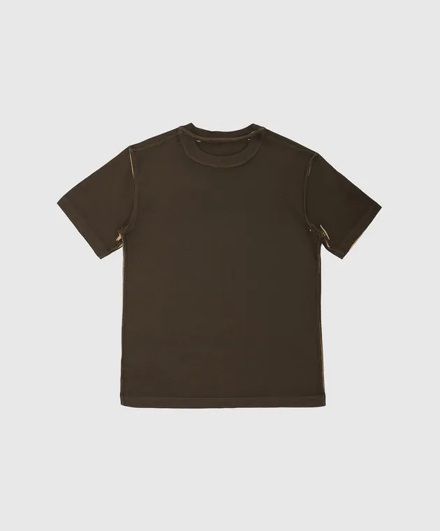 DOLCE&GABBANA CHILDREN'S BROWN TSHIRT WITH LOGO PRINT
