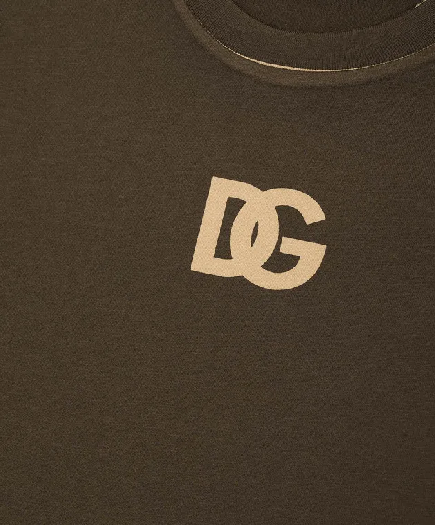 DOLCE&GABBANA CHILDREN'S BROWN TSHIRT WITH LOGO PRINT