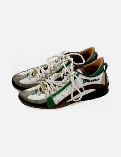 Dsquared2 Deportiva blanca raya verde