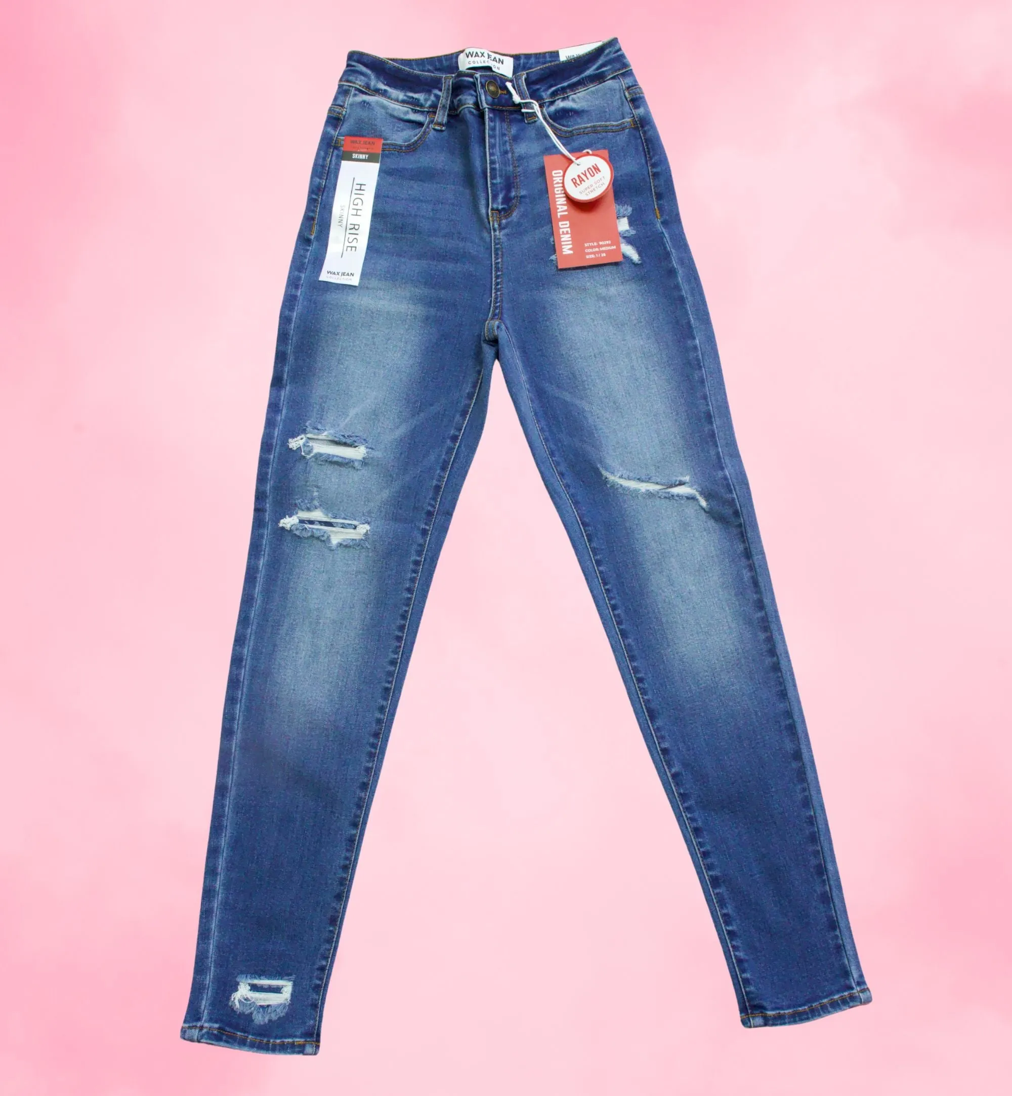 JEANS ESTILO SKINNY RASGADO TIRO ALTO 90292