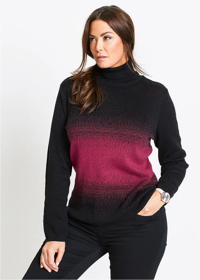 JERSEY DE CUELLO ALTO NEGROGRANATE