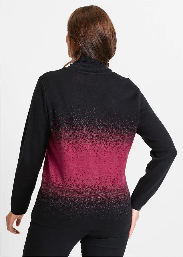 JERSEY DE CUELLO ALTO NEGROGRANATE