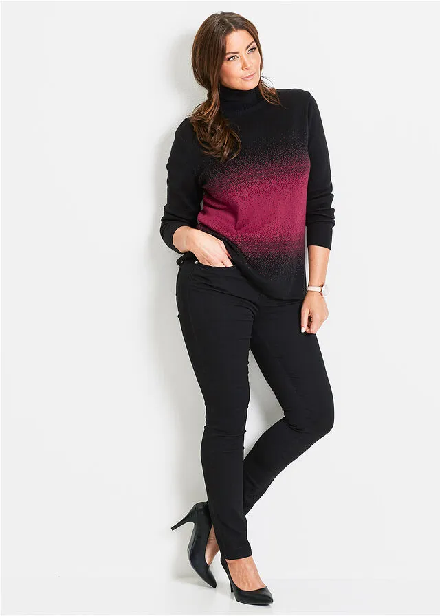 JERSEY DE CUELLO ALTO NEGROGRANATE