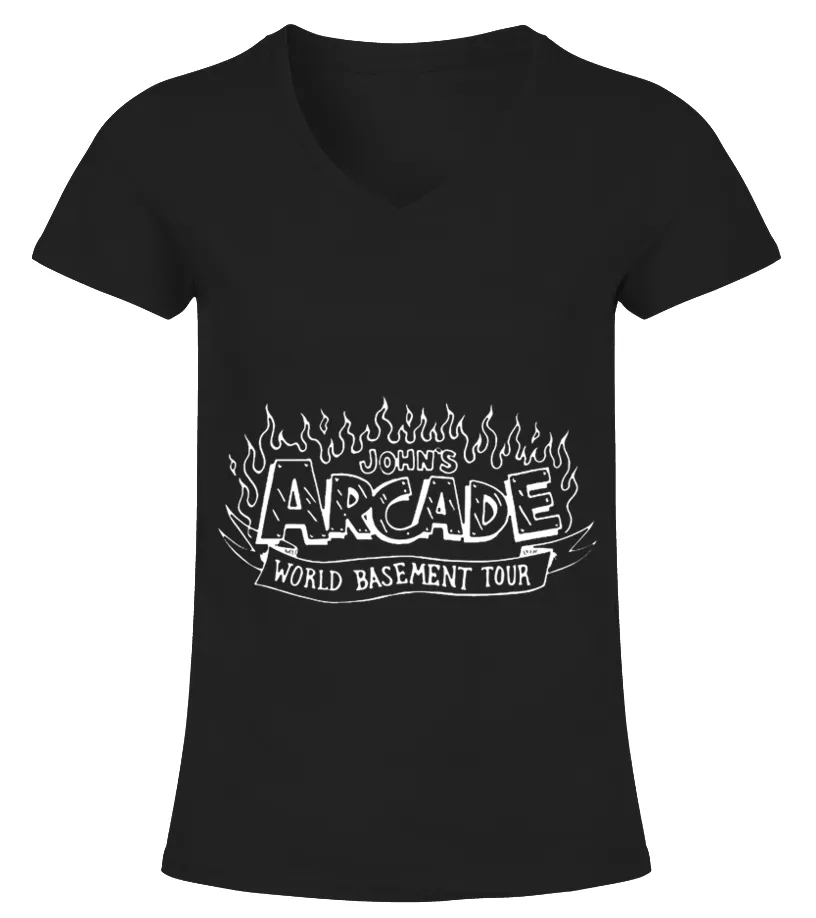 Johns Arcade World Basement Tour shirt Camiseta cuello pico Mujer
