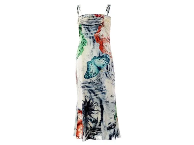 Just Cavalli Vestido lencero midi con estampado de mariposas Multicolor 