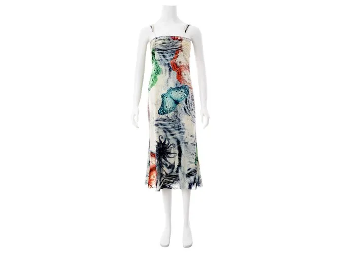 Just Cavalli Vestido lencero midi con estampado de mariposas Multicolor 