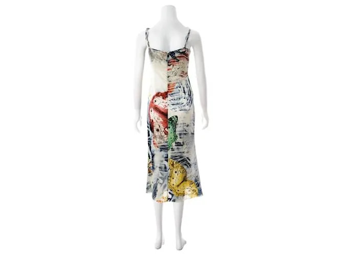 Just Cavalli Vestido lencero midi con estampado de mariposas Multicolor 