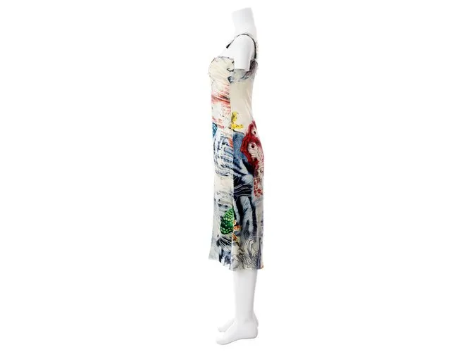Just Cavalli Vestido lencero midi con estampado de mariposas Multicolor 