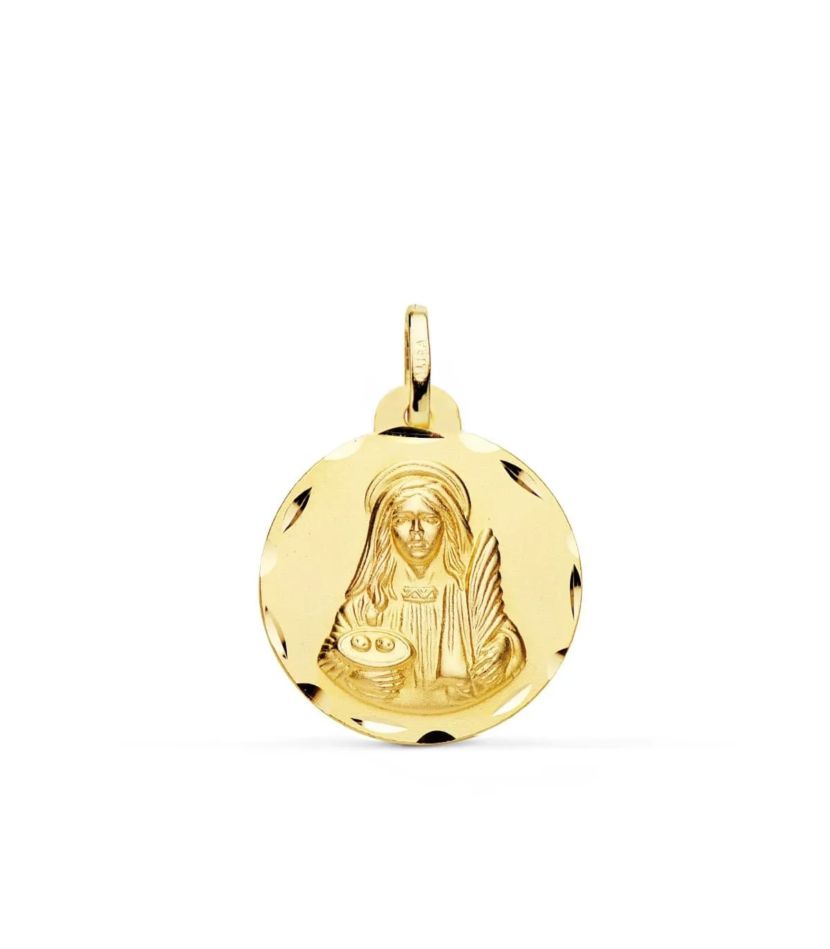 Médaille Sainte Lucie Or 18 K 22 MM Sculptée